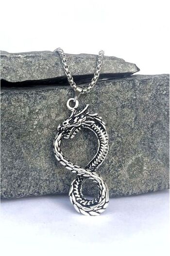 BSN Store Scandinavian Talisman Mythology Necklace with Dragon Figure