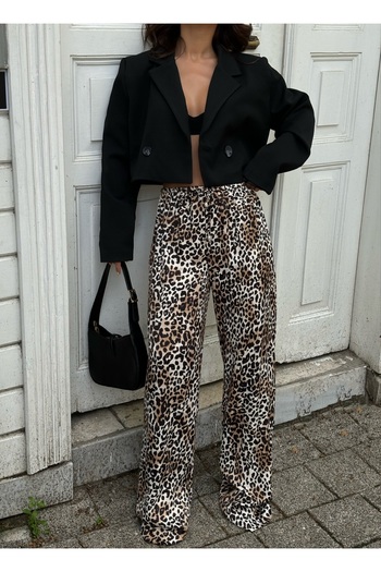 Friday Mood Leopard Patterned Satin Women's Trousers