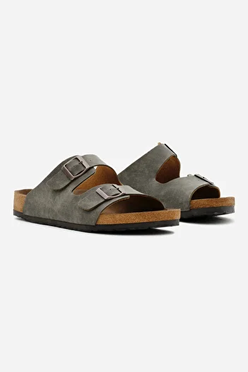 Tonny Black Παντόφλες Unisex Χακί - Πολυ σόλα, διπλή πόρπη και λεπτομέρεια ρύθμισης