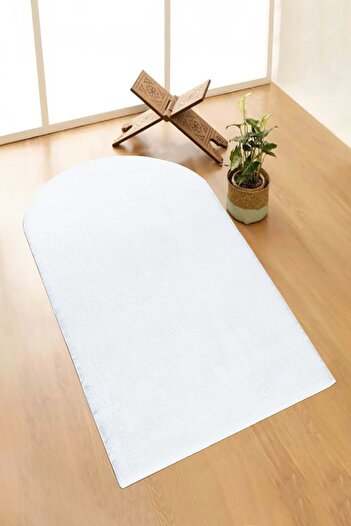 Valery Home Vl Washable Plush Prayer Rug Overlocked Prayer Mat White