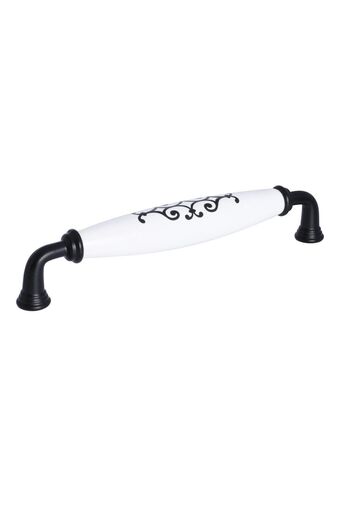 Porcellana Perla Mâner din porțelan Dulap Sertar Mobilier Bucătărie Mâner Ruby 160mm-negru-alb-stk099