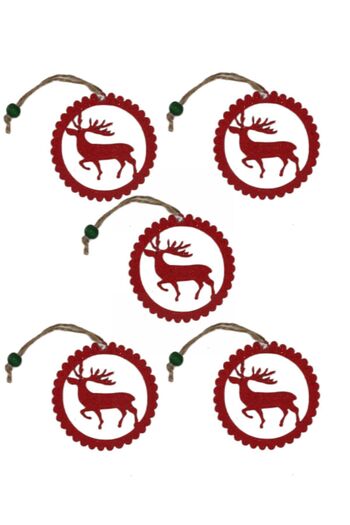 roco paper Christmas Tree Decoration Set - Glittered Felt Gift Package Decoration - 5 Pieces 8 Cm