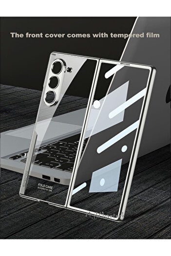 m.tk moveteck Samsung Galaxy Z Fold 6 Case 360 Front Back Protected Edge Colorful Full Glass Case with Transparent Back