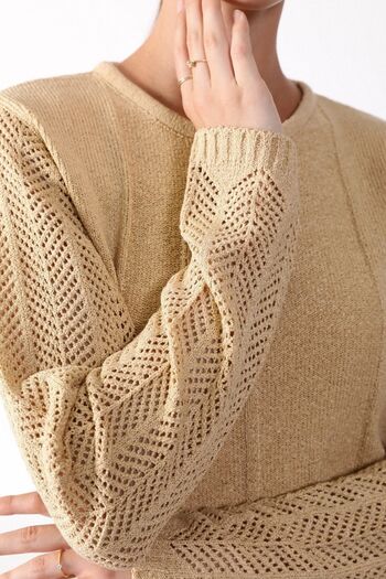 Ferraro Women's Beige Round Neck Knitwear Sweater