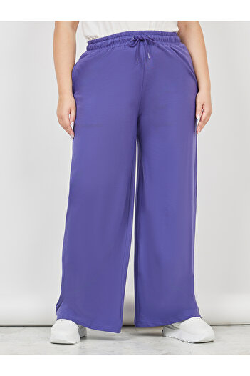 Styli Plus Solid Skater Fit Wide Leg Joggers