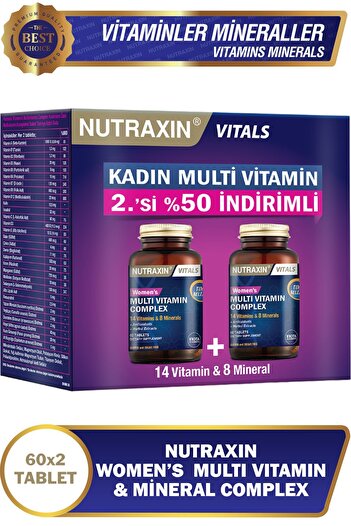 Nutraxin 2.% 50 Advantage Package for Women - 120 Multivitamin and Mineral Tablets