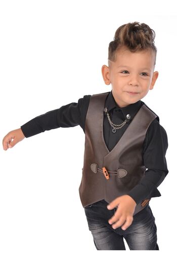 GallanD Black Shirt Collar Chain Classic Style Special Day Wedding Birthday Children's Shirt