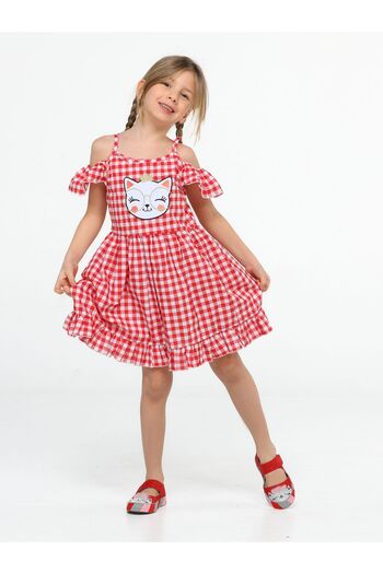 Casabony Plaid Frilly Sleeves Girl's Dress