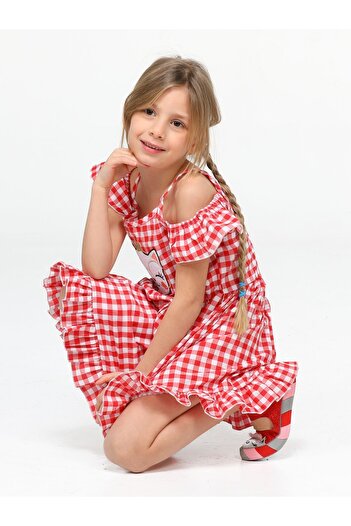 Casabony Plaid Frilly Sleeves Girl's Dress