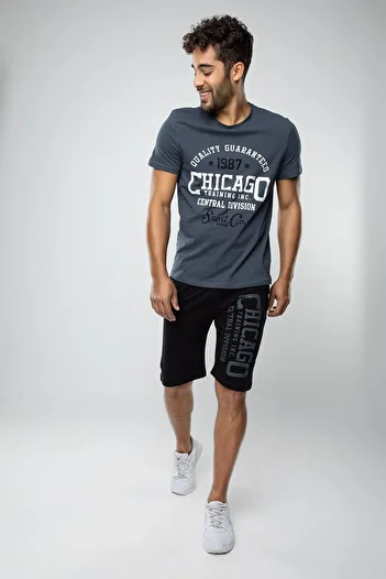 MyBen Men's Smoke Colored Shorts T-shirt Tracksuit Capri 5148
