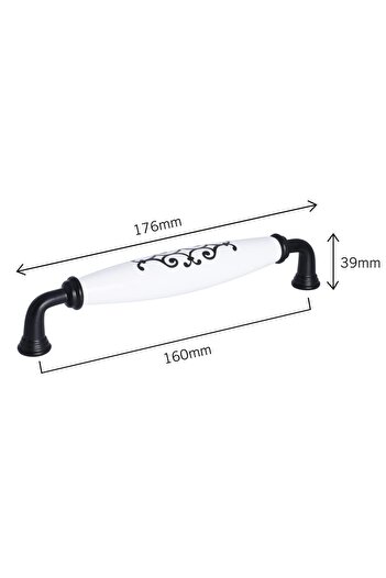 Porcellana Perla Mâner din porțelan Dulap Sertar Mobilier Bucătărie Mâner Ruby 160mm-negru-alb-stk099