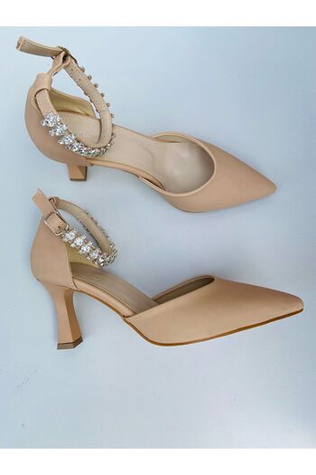 Modavien Women's 6 Cm Mink Satin Stone Evening Dress Shoes 352t