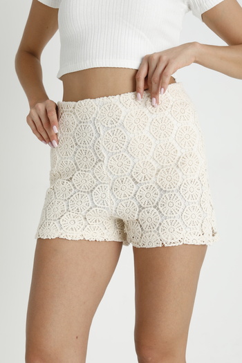segrock Women's Mini Crochet Shorts - Pockets and Lined
