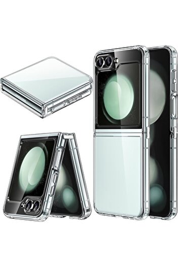 Nezih Case Samsung Galaxy Z Flip 5 Compatible Magneticsafe Crystal Transparent 360 Protection Full Compatible Case