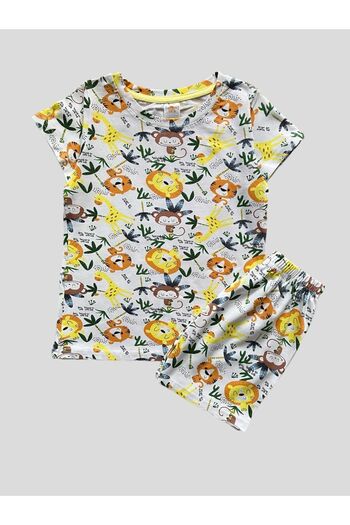 elmas kids Set de pijamale pentru băiat, 100% bumbac, cu mânecă scurtă, cu model Safari
