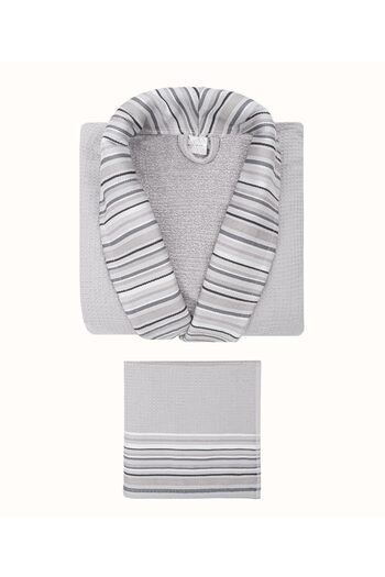 Koza Home Limira Set of 2 - Gray Cotton Bathrobe and Dowry Towel 50x90