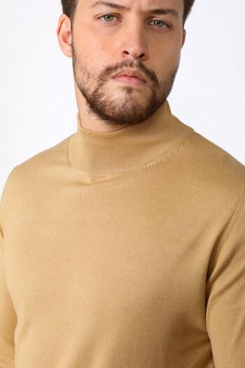 Ferraro K.beige Half Turtleneck 100% Cotton Men's Knitwear Sweater
