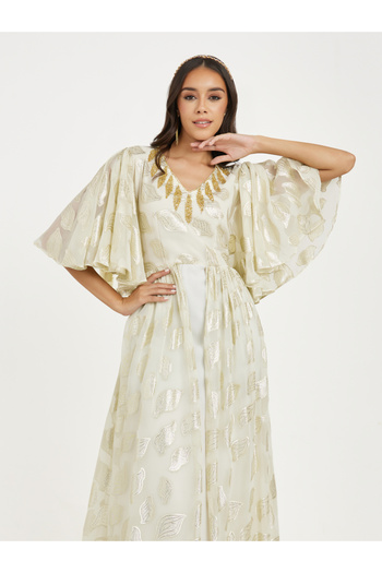 Maxim Creation By Styli Beaded Yoke Kaftan with Embroidery Detail