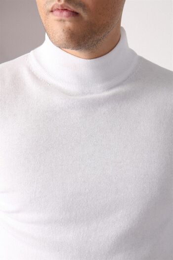 Ferraro Men's White Half Turtleneck Cotton Sweater