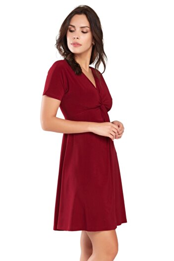 Laranor Women's Burgundy Twist Detailed Dress 18L6314