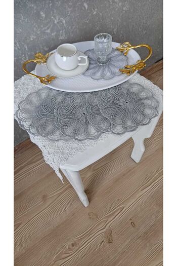 ZESA HOME 6-Piece Stylish Brown Color Guipure Tulle Napkins