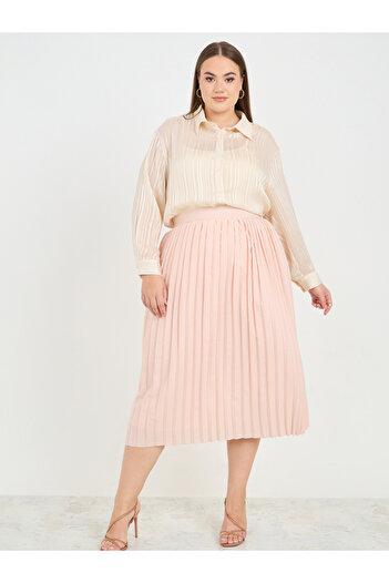 Styli Plus Size Pleated Midi Skirt