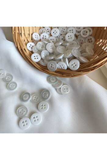 Bukle İplik 18 Size White Chubby Button - Shirt Button (100 Pieces)
