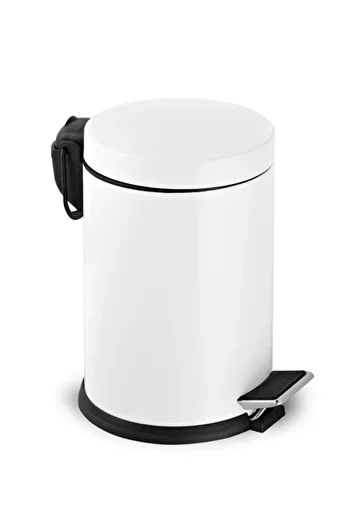 GörSeç Bathroom Toilet Balcony Kitchen, White Color Pedal Metal Dustbin 3 Liters