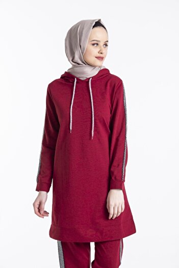 CNG MODA Claret Red Tracksuit Set - With Sleeve Stripes