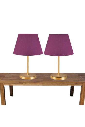 Art&Gift A&G Gold Double Lampshade Set - Body and Fabric Headboard