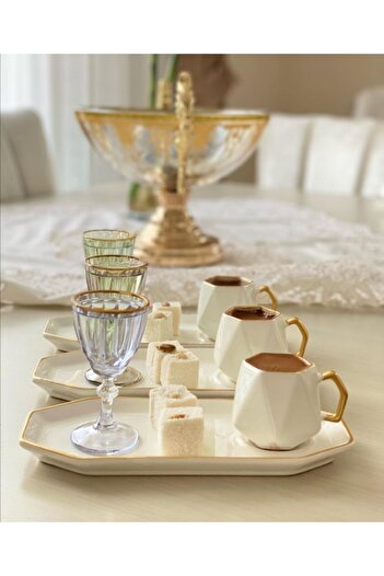Carmen Soft Ayda Six-Piece Serving Plate and Cup Set, Excluding Glasses