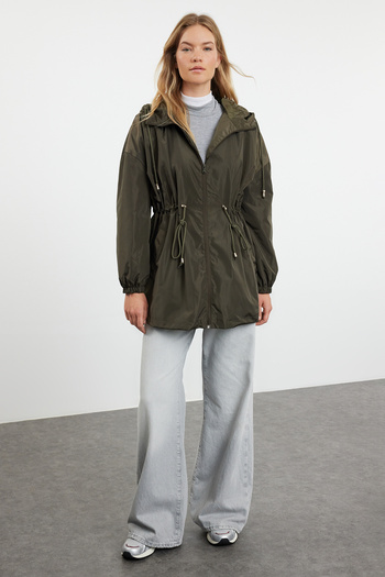 Trendyol Collection Khaki Waterproof Oversize Raincoat Coat - Hooded, Twoaw24Mo00160