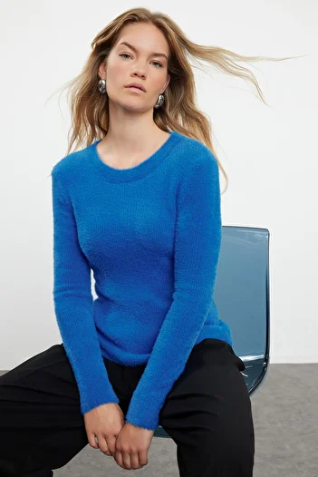 Trendyol Collection Pulover din tricotaje Saks cu textura moale - TWOAW25KZ00144