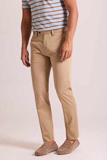 Ysf Erkek Bej Yandan Cepli Kanvas Regular Fit Pantolon