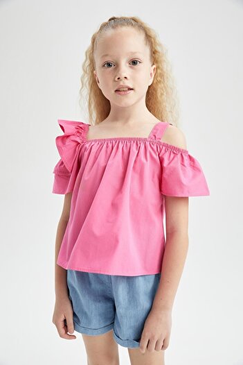 DeFacto Girl's Poplin Short Sleeve Blouse - X7624a622hs