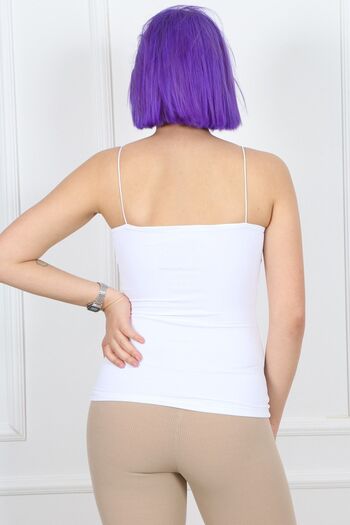 CİDDE White Women's Long Undershirt - Rope Strap / S