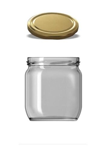 Paşabahçe 10-Piece Jam Honey Glass Jar with Gold Lid 425 Cc
