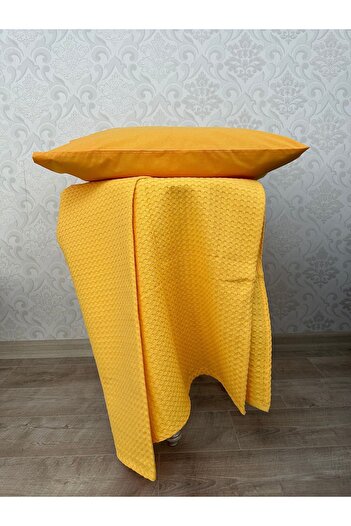 Muteks Premium 100% Cotton Single Pique Set - Summer Cover and Pillow Case (YELLOW COLOR) (160x240cm)