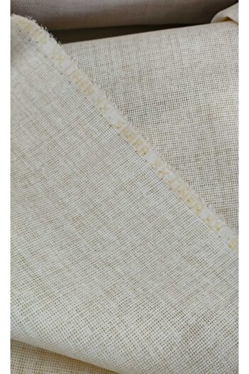 sarra No.1 White Linen Plain Fabric - Punch and Panel Detailed