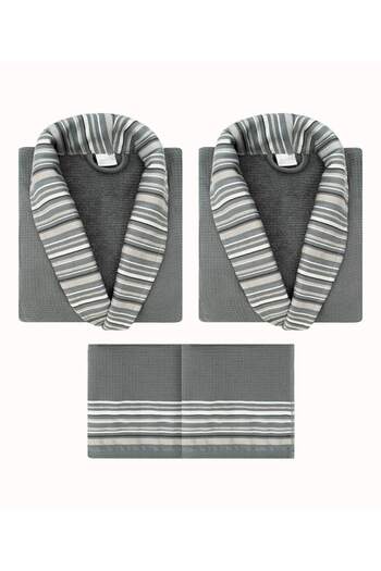 Koza Home Limira Green Cotton Set of 4 - 2 Bathrobes and 2 Dowry Towels (50x90)