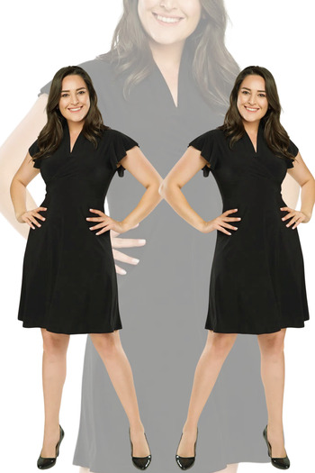 Laranor Black Double Breasted Collar Women's Dress - Day and Night Elegance 17lb9102
