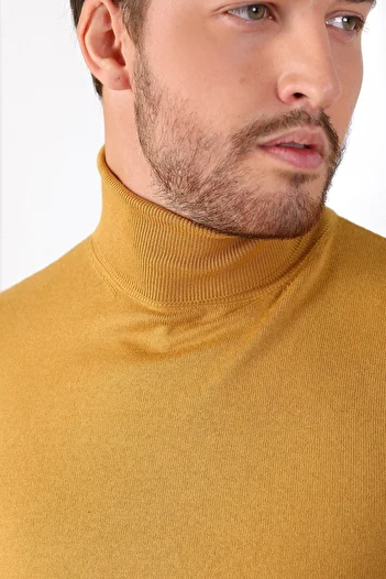 Ferraro Men's Yellow Turtleneck Cotton Sweater