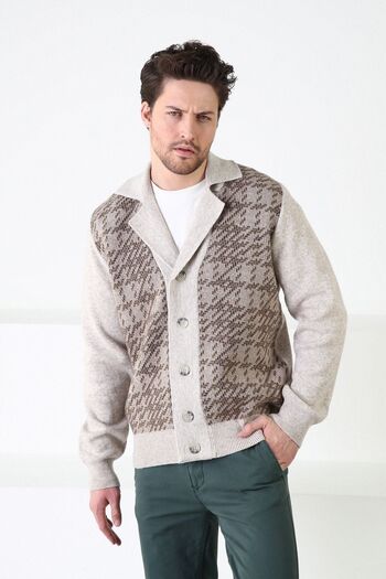 Ferraro A.beige Buttoned 100% Lamb Wool Men's Jacket