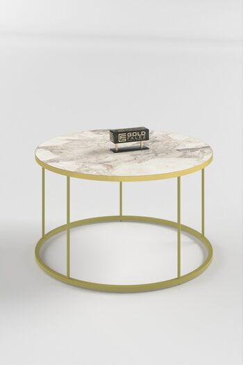 GOLDFALEZ Terra LUX Round Coffee Table - Modern Walnut Living Room Table (27.5" Wide)