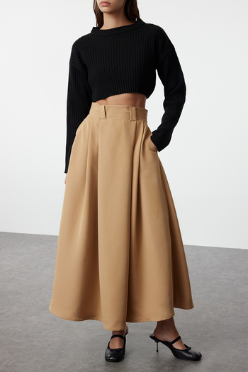 Trendyol Collection Βιζόν Πλισέ Maxi Υφαντή Φούστα TEDAW25ET00000