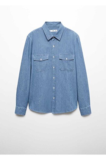 MANGO Man Cepli Denim Gömlek Ceket