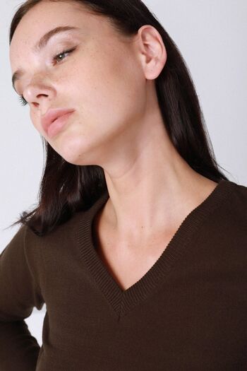 Ferraro Women's Brown V-Neck Knitwear Sweater