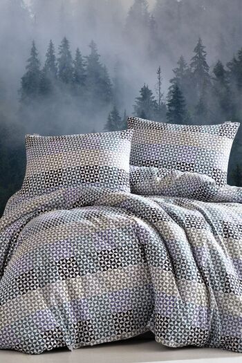 Marie Claire Double Duvet Cover Set Stavanger 100% Cotton Gray