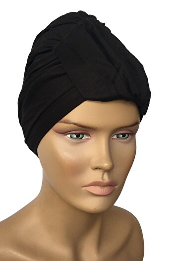 Vera Ready Turban Bonnet Wrapped Combed Black Combed Banded Women's Hijab Outer Bonnet