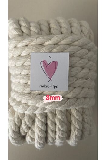 Makromİps Macrame 8mm-10 Meters Cotton Rope Twisted Twisted Hobby Rope